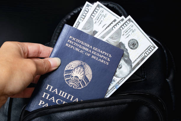 Passport and dollars in hand by bag Passport and dollars in hand by the bag dual citizenship stock pictures, royalty-free photos & images