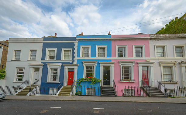 Pastel houses, Notting Hill - London stock photo