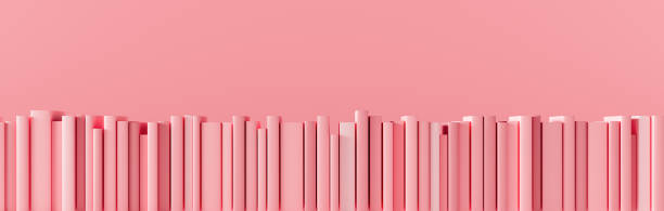 Pastel pink books on the pink background 3d render stock photo