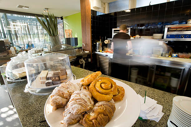 Pastries at a cafe stock photo