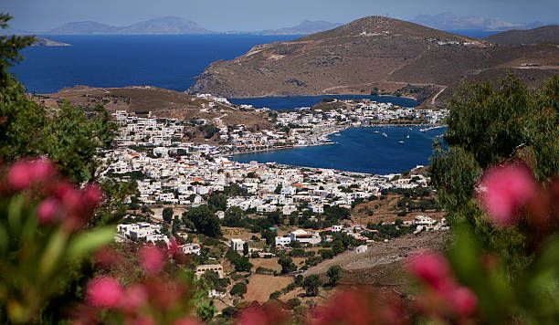Patmos,the town of Skala - Greece stock photo