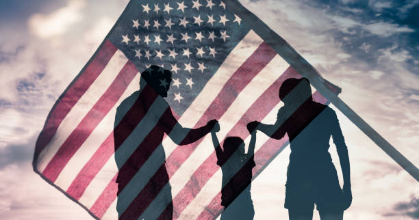 famiglia patriottica americana - culture immagine foto e immagini stock