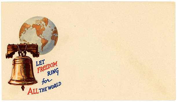 Patriotic Americana World War II Envelope Let Freedom Ring stock photo