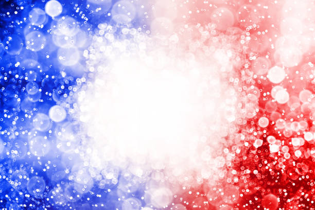 Patriotic red white blue fireworks July 4th, fourth, 4, Memorial Day background stock photo