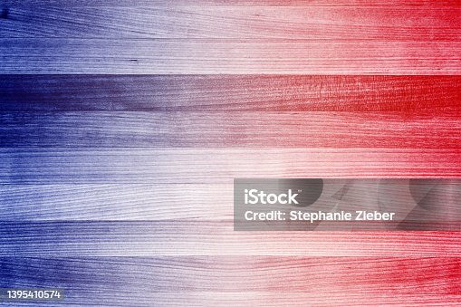 istock Patriotic red white blue July 4th 14, Memorial, Labor, President Day Wood Background 1395410574