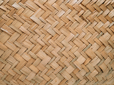 Pattern of woven seagrass basket. Abstract background - natural rattan or sea grass. Minimalistic simple beige rustic and natural pattern background