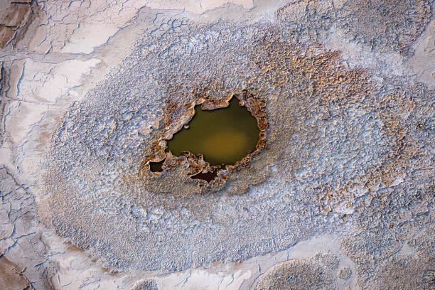 Patterns and sediment marks Lake Eyre In Flood stock photo