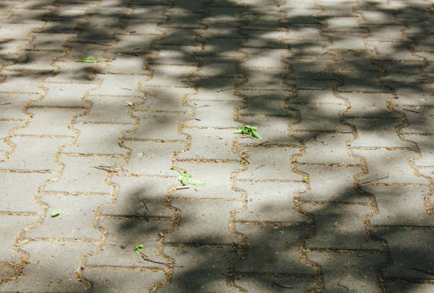 Pavement, shadow and light play stock photo