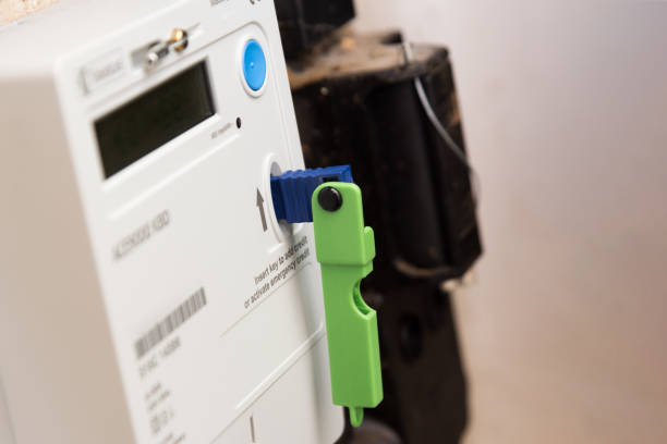 Pay as you go Mains electric meter stock photo
