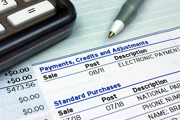 Payments, Credits and Adjustments stock photo