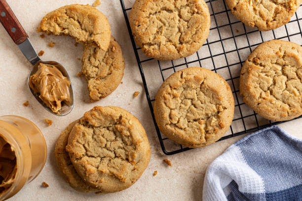 Peanut Butter Cookies on a Table stock photo