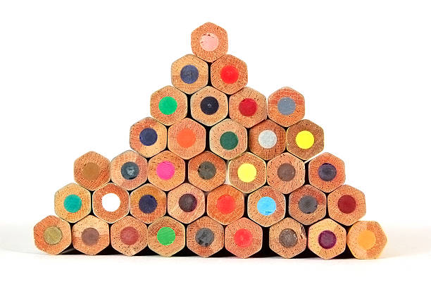 Pencils A pyramid stack of colored pencils with clipping path tessellation stock pictures, royalty-free photos & images