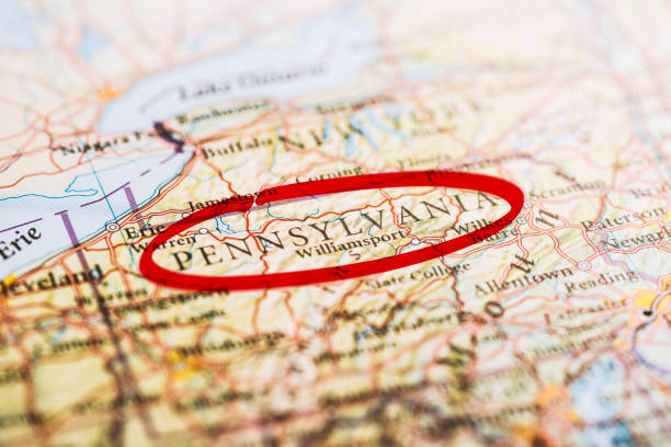 Pennsylvania Marked on Map stock photo