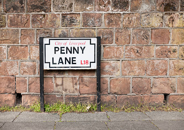 Penny Lane Street Sign in Liverpool A street sign for Penny Lane in Liverpool, England. liverpool england stock pictures, royalty-free photos & images
