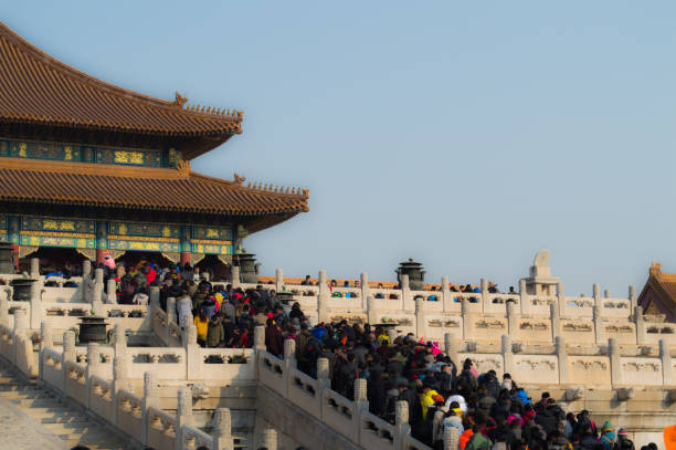 Beijing Tiananmen Square Panorama Tourist Crowds Outside Forbidden City China Pictures Images And Stock Photos