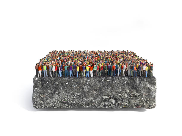 People crowd on the piece of ground. 3d illustration stock photo