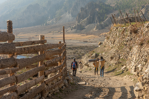 People in Manang Village are going out to work in the farmland