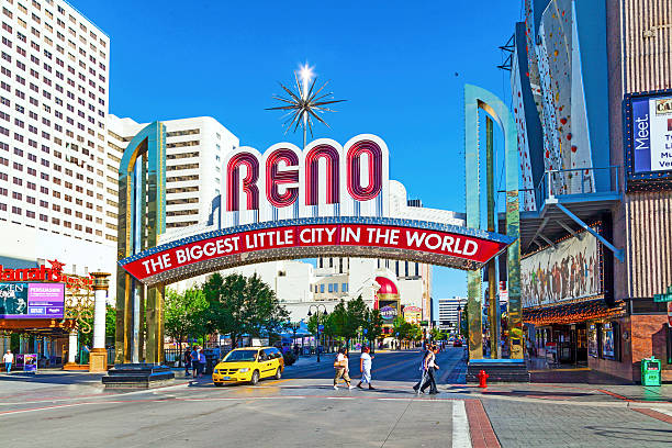people in Reno The Biggest Little City in the World. stock photo