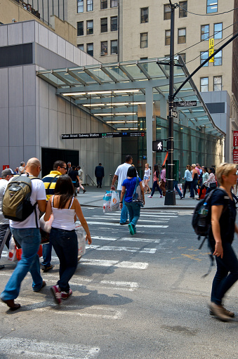 People Near Subway Entrance Fulton Street Broadway Manhattan Nyc Stock Photo - Download Image ...