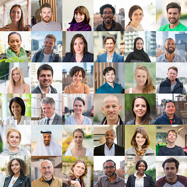 People of the world Collage of 36 portraits of men and women from different ethnicities, backgrounds and cultures from all around the world. 1500x1500 pixels. different cultures stock pictures, royalty-free photos & images