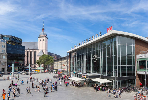 People on the station square in the center of Koln stock photo