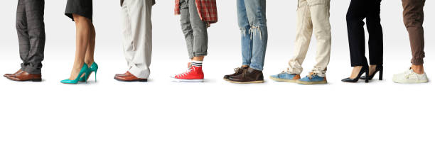 People stand in line People stand in line, the concept of waiting shoe stock pictures, royalty-free photos & images