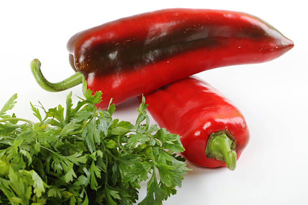 Peppers and parsley whit white background stock photo