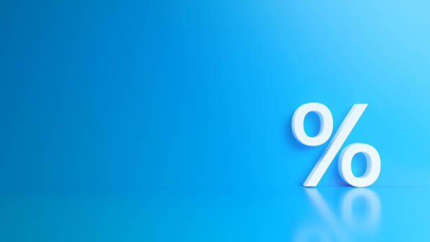 Percent on blue background stock photo