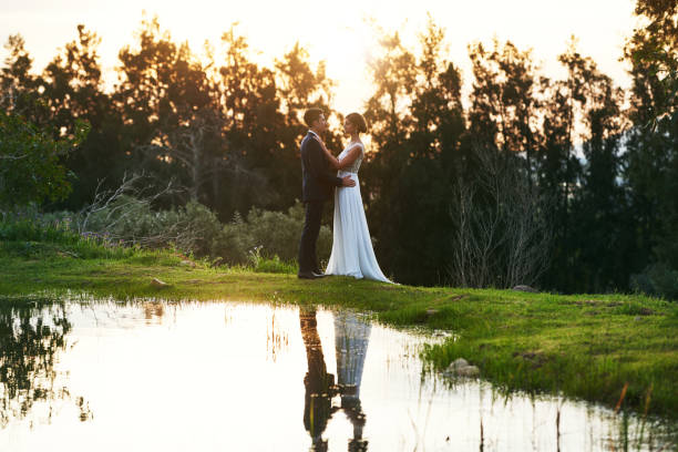 Perfect end to a perfect wedding stock photo