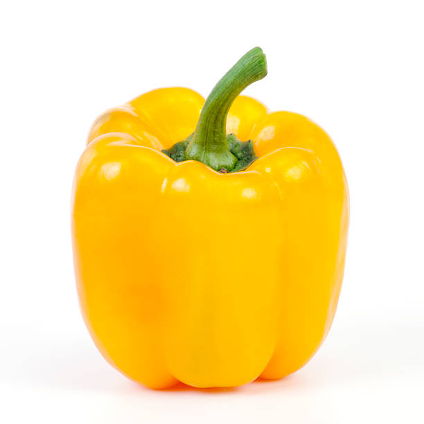 Perfectly ripe sweet yellow bell pepper Sweet pepper on white background. bell pepper stock pictures, royalty-free photos & images