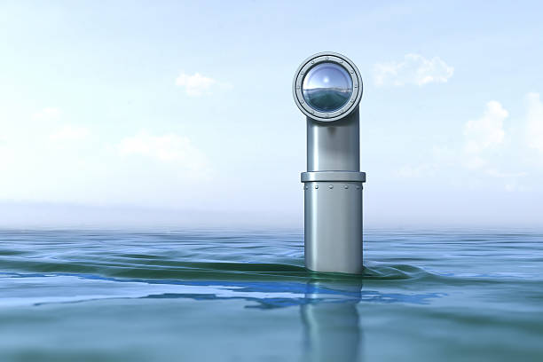 Periscope above the water stock photo