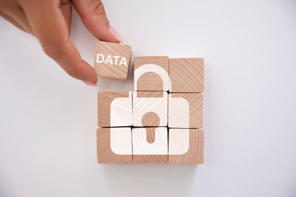 Person Holding Data Block Person Holding Data Block New Lock Icon general data protection regulation stock pictures, royalty-free photos & images