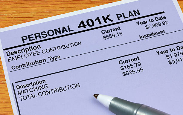 Personal 401K Plan Statement A statement showing 401K plan financials. 401k stock pictures, royalty-free photos & images