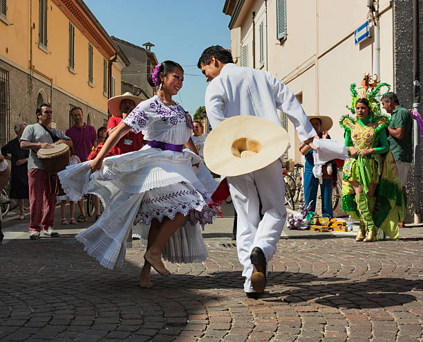 peruvian dancers stock photo