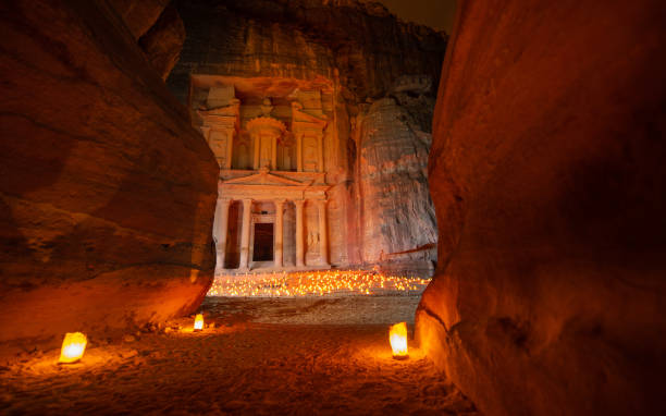 Petra by Night - The Treasury stock photo