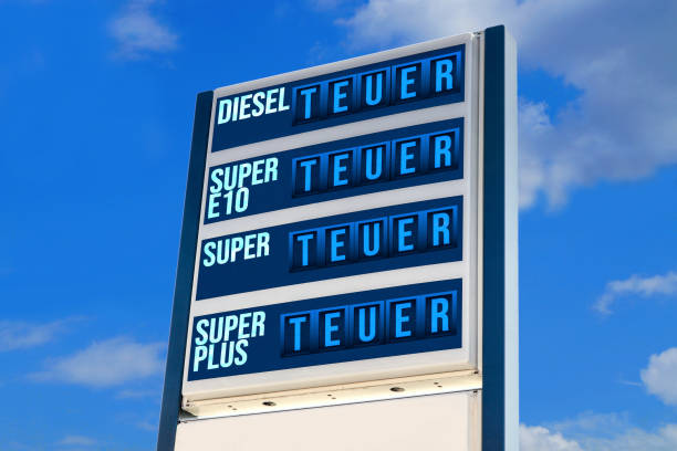 A petrol station with expensive fuel stock photo