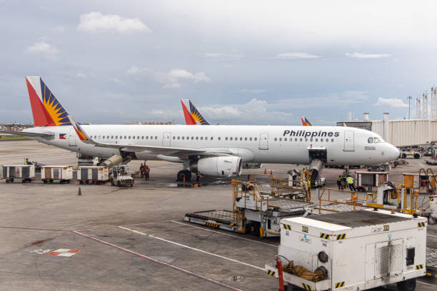 Philippine airline Aircraft preparing to pack passengers, Manila, Philippines, Jul 18, 2019 stock photo