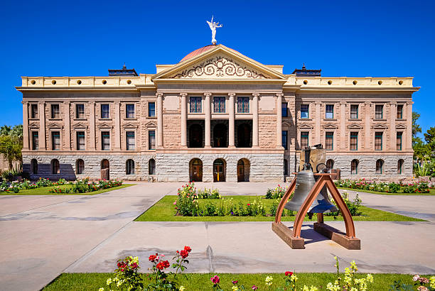Phoenix Arizona State Capitol Building, Liberty Bell - Front View stock photo