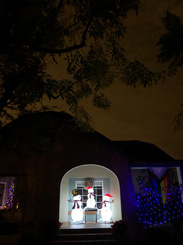 Phoenix, AZ: A house with Christmas decorations in the Willo Historic District of Phoenix.