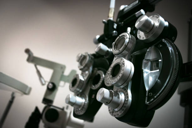 Phoropter at optometrist office stock photo