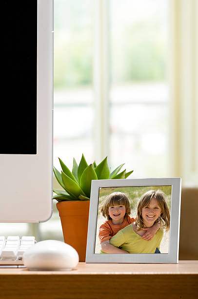 Photo Frame on Work Desk Others versions available: desk photos stock pictures, royalty-free photos & images