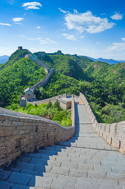 Photo looking down the Great Wall of China China great wall of Jingshanling,beijing badaling great wall stock pictures, royalty-free photos & images