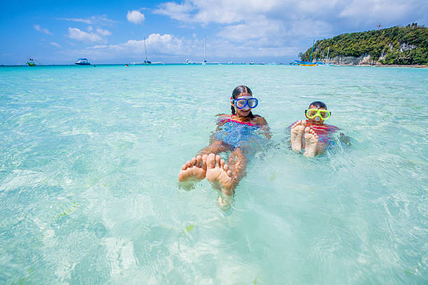 Photo of snorkeling kids stock photo