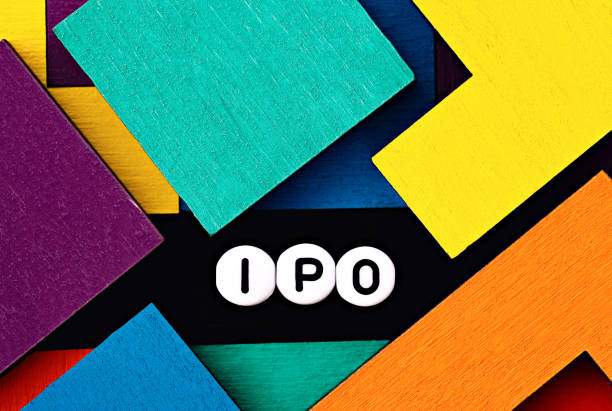 Photo on IPO (initial public offering) theme. The abbreviation  "IPO" on a colorful background. Business concept image stock photo