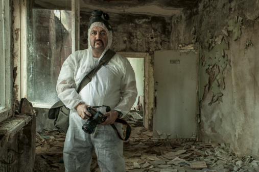 Photographer at work in Chernobyl