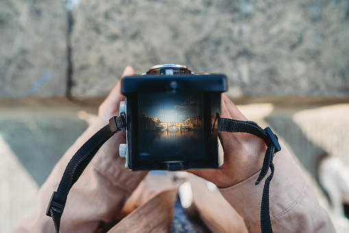 Photographing Ponte Vecchio in Florence with a vintage camera
