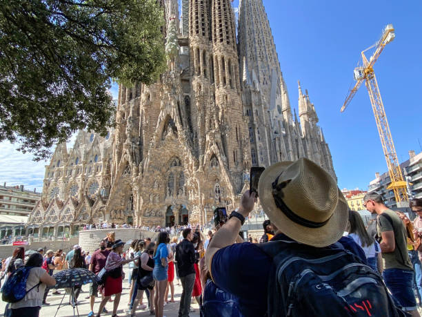 Photographing the Segrada Familia stock photo