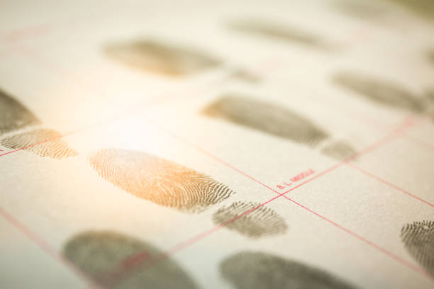 physiological biometrics concept for criminal record by fingerprint in cinematic tone stock photo