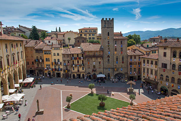 Piazza Grande in Arezzo stock photo