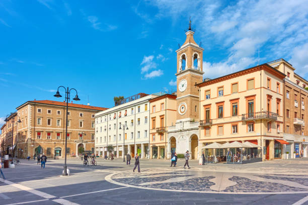 Piazza Tre Martiri in Rimini stock photo